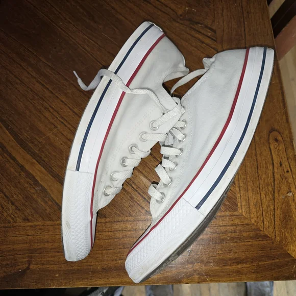 Converse White Canvas Sneakers with Rubber Toe Cap - Picture 5 of 8